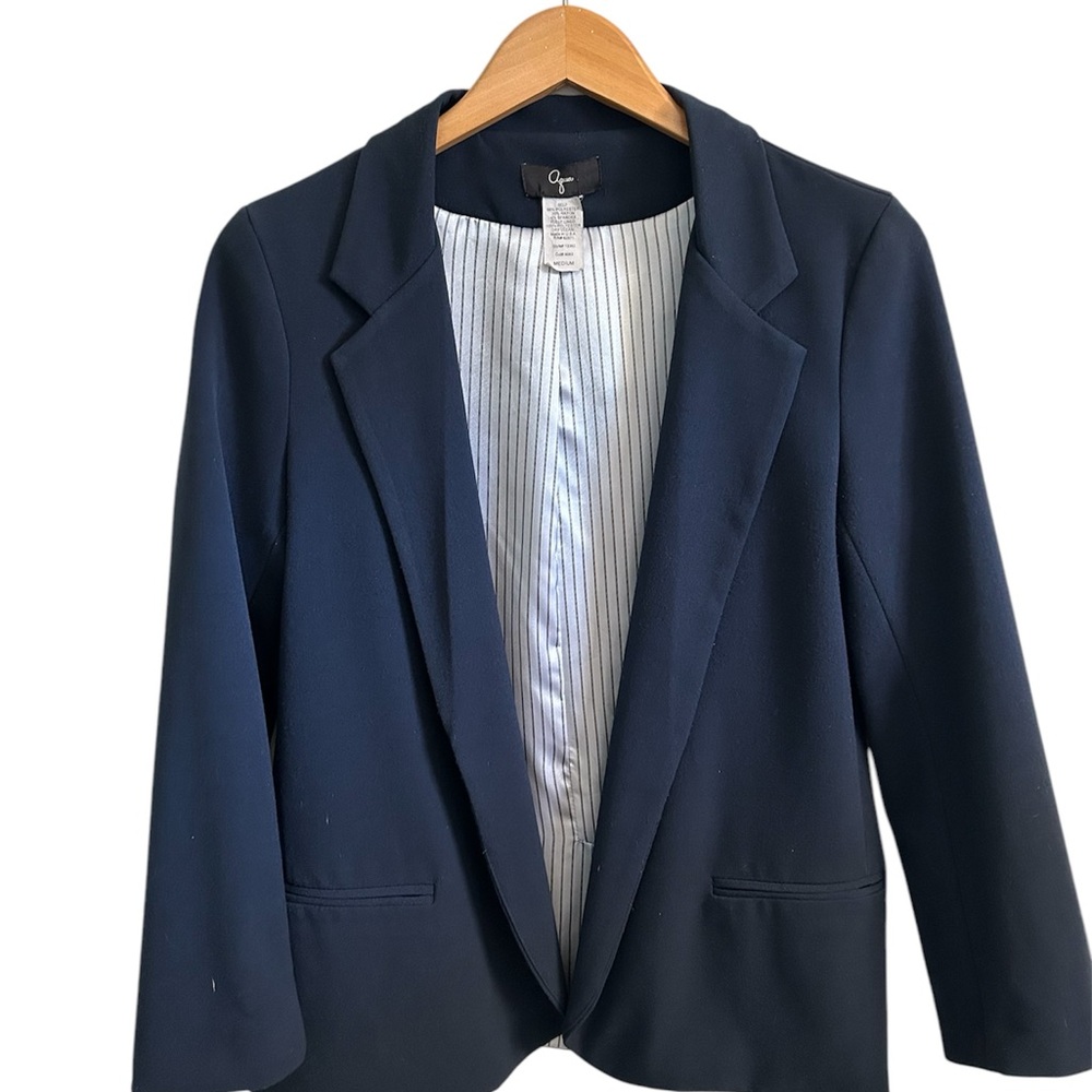 Aqua by Bloomingdale’s Navy Blue Notched Collar Fully Lined Casual Blazer Size M